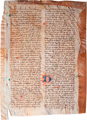 Los 2898 - Tractatus de virtutibus et vitiis - Einzelblatt einer lateinischer Handschrift auf Pergament. 2 S., 1 Bl. 2 Spalten. 47 Zeilen.  - 0 - thumb