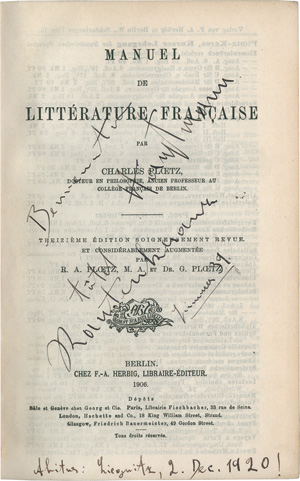 Los 3174 - Ploetz, Charles - Manuel de littérature française - 0 - thumb