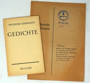 Lot 3360, Auction  123, Lehmann, Wilhelm, Gedichte (Widmungsexemplar)