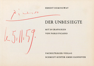 Los 3616 - Picasso, Pablo und Hemingway, Ernest - Der Unbesiegte (Widmungsexemplar) - 0 - thumb