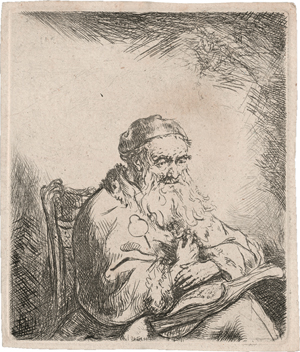 Los 5018 - Bol, Ferdinand - Sitzender alter Mann mit einem Kleeblatt auf seinem Mantel  - 0 - thumb