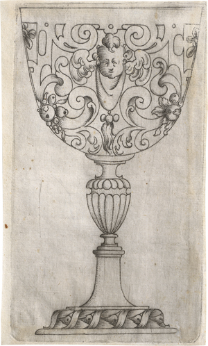 Lot 5068, Auction  123, Flindt, Paulus, Kelch mit reicher Ornamentik und einem Cherubinenkopf