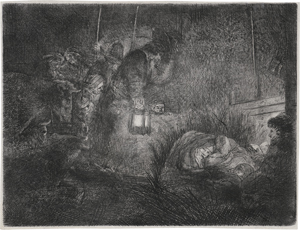 Lot 5141, Auction  123, Rembrandt Harmensz. van Rijn, Die Anbetung der Hirten bei Laternenschein