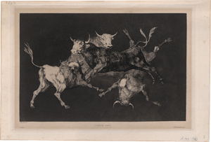 Lot 5216, Auction  123, Goya, Francisco de, Disparate de Tontos - "Lluvia de Toros (Pluie de taureaux)"