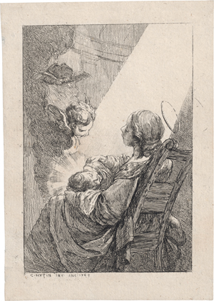 Los 5219 - Hutin, Charles François - Maria mit dem schlafendem Christuskind im Wiegestuhl - 0 - thumb