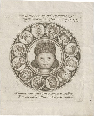 Lot 5220, Auction  123, Italienisch, 18. Jh. Wendebild mit weiblichem und männlichem Gesicht
