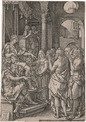 Lot 5652, Auction  123, Aldegrever, Heinrich, Susanna wird des Ehebruchs angeklagt