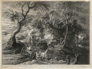 Lot 5670, Auction  123, Bolswert, Boetius Adams, Nächtliche Waldlandschaft mit Fuhrwerk
