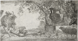 Lot 5687, Auction  123, Castiglione, Giovanni Benedetto, Pan vor einer Vase ruhend