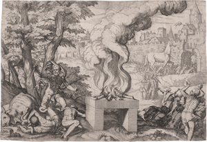 Lot 5725, Auction  123, Fontana, Giovanni Battista, Das trojanische Pferd, im Vordergrund Laokoon mit seinen Söhnen