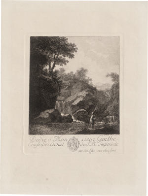 Lot 5740, Auction  123, Goethe, Johann Wolfgang, Gebirgslandschaften mit Wasserfall