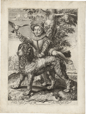 Lot 5744, Auction  123, Goltzius, Hendrick, Porträt Frederick de Vries mit Hund und Taube