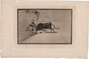 Lot 5750, Auction  123, Goya, Francisco de, Pepe Illo haciendo el recorte al toro.