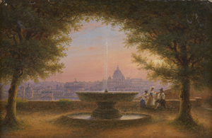 Lot 6053, Auction  123, Brücke, Wilhelm, Blick von der Terrasse des Pincio auf Rom mit St. Peter im Abendlicht