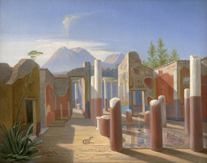 Lot 6057, Auction  123, Anschütz, Hermann, Pompeji mit dem rauchenden Vesuv im Hintergrund