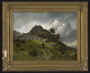 Los 6102 - Börner, Hugo - Landschaft mit Kapuzinermönch bei einem Felsgipfel mit Kruzifix - 1 - thumb