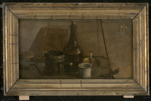 Los 6110 - Französisch - um 1860. Stillleben mit Kupferkanne, Kerze, Korkflasche und Feder - 1 - thumb
