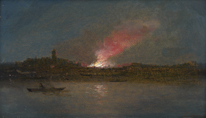 Lot 6125, Auction  123, Koerner, Ernst Carl Eugen, Nacht am Bosporus mit Feuer über einer Stadt (Istanbul?)