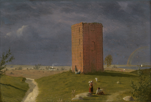 Lot 6132, Auction  123, Roed, Jørgen, Landschaft in Südschweden mit Backsteinturm bei abziehendem Gewitter 
