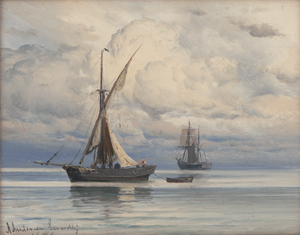 Lot 6135, Auction  123, Andersen-Lundby, Anders, Segelschiffe vor der Küste Dänemarks