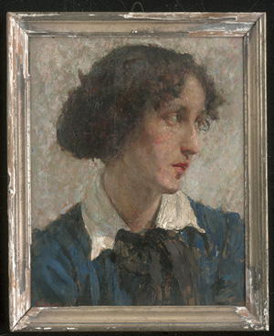 Los 6179 - Salietti, Alberto - Bildnis einer Frau in blauer Bluse mit weißem Kragen - 1 - thumb