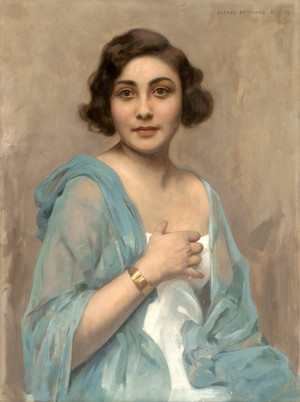 Lot 6189, Auction  123, Schwarz, Alfred, Bildnis einer jungen Frau mit hellblauer Stola