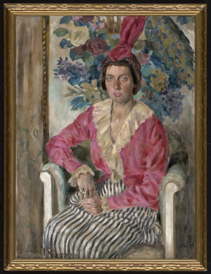 Los 6190 - Rönner, Georg W. - Bildnis einer Dame in rosa Bluse und schwarz-weiß gestreiftem Rock - 1 - thumb