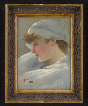 Los 6197 - Französisch - um 1890. Junge Frau mit weißblauem Tuch - 1 - thumb