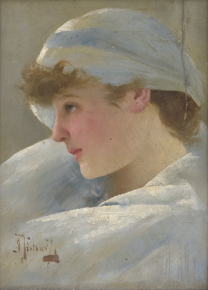 Los 6197 - Französisch - um 1890. Junge Frau mit weißblauem Tuch - 0 - thumb