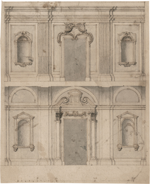 Los 6508 - Italienisch - spätes 16. Jh. Durchschnitt durch einen barocken Palazzo mit dem Wandaufriss zweier Stockwerke - 0 - thumb