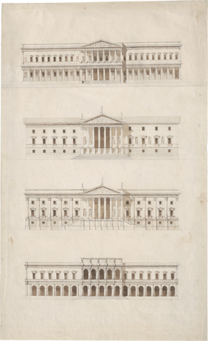 Lot 6600, Auction  123, Französisch, um 1800. Vier Projektierungen für die Fassade des Louvre
