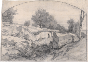 Los 6676 - Bertin, François-Edouard - Holzsammler in felsigem Hohlweg im Wald von Fontainebleau - 0 - thumb