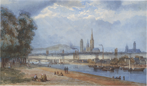Los 6678 - Englisch oder Französisch - um 1850. Blick auf Rouen mit der Kathedrale und der Kirche St-Ouen - 0 - thumb