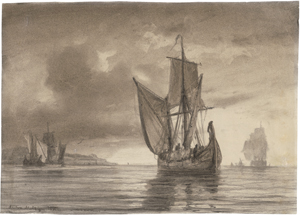 Lot 6682, Auction  123, Melbye, Anton Daniel, Segelschiffe vor der Küste bei ruhiger See