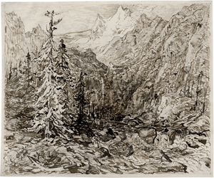 Lot 6689, Auction  123, Wagner, Carl, Alpenlandschaft mit Gebirgsbach und schneebedeckten Gipfeln