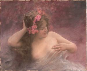 Lot 6734, Auction  123, Belgisch, um 1890. Frühling: Frau mit Kirschblüten im Haar
