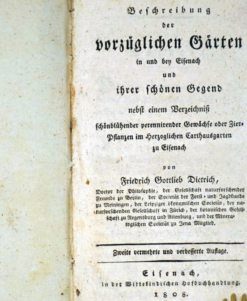 Lot 406, Auction  123, Dietrich, Friedrich Gottlieb, Beschreibung der vorzüglichen Gärten in und bey Eisenach