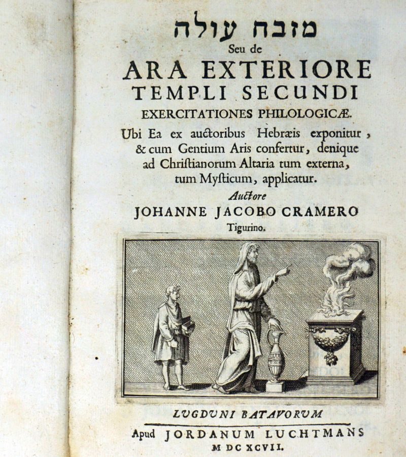 Lot 477, Auction  123, Cramer, Johann Jacob, Ein aufsteigender Altar seu de ara exteriore templi secundi exercitationes philologicae. 