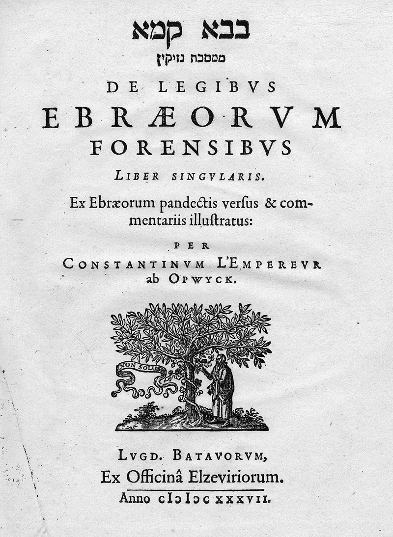 Lot 483, Auction  123, Oppyck, Constantin van, De Legibus ebraeorum forensibus