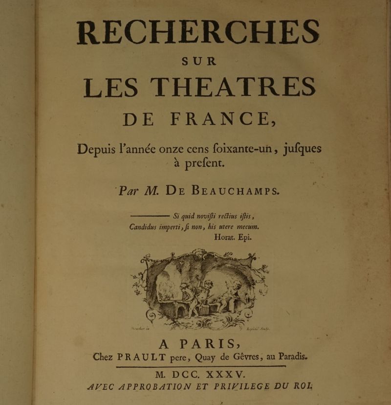 Lot 538, Auction  123, Beauchamps, Pierre-François Godart de, Recherches sur les Théatres de France 