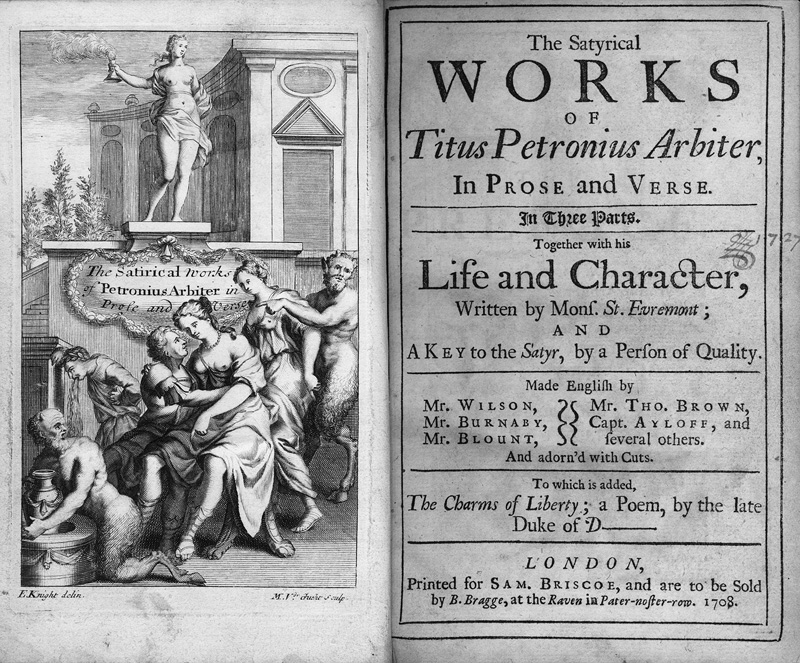 Lot 2108, Auction  123, Petronius Arbiter, Titus, The Satyrical Works of Titus Petronius Arbiter, in prose and verse.