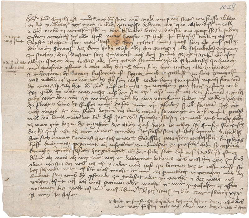 Lot 2391, Auction  123, Has, Johannes, Brief 1430 über den Hussiten-Einfall