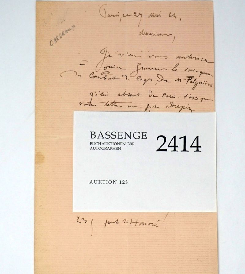 Lot 2414, Auction  123, Carpeaux, Jean-Baptiste, Brief 1864