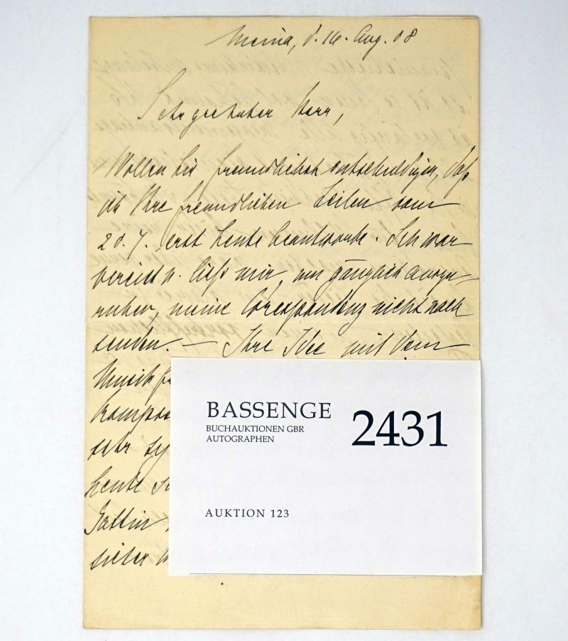 Lot 2431, Auction  123, Albert, Eugen d', Brief 1908