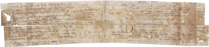 Lot 2803, Auction  123, Terentius Afer, Publius, Adelphoe. 2 Fragmentstreifen einer lateinischen Handschrift auf Pergament. 