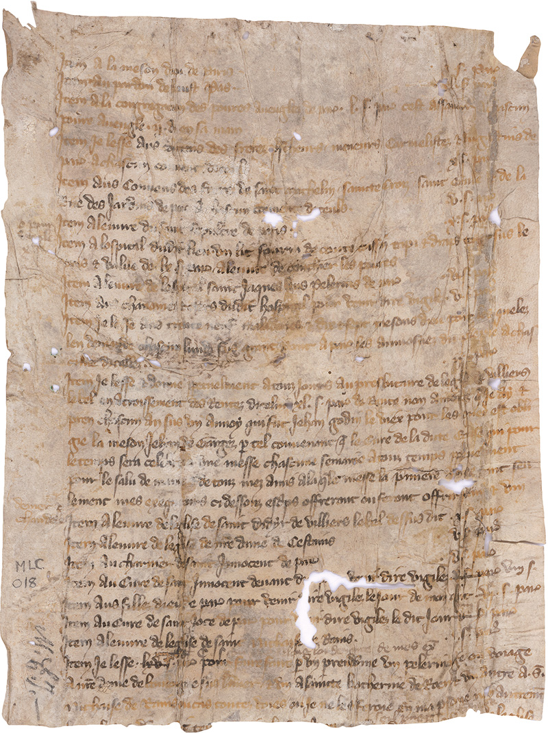 Lot 2880, Auction  123, Nachlässe an Kirchen, und religiöse Einrichtung. Französische Handschrift auf Pergament