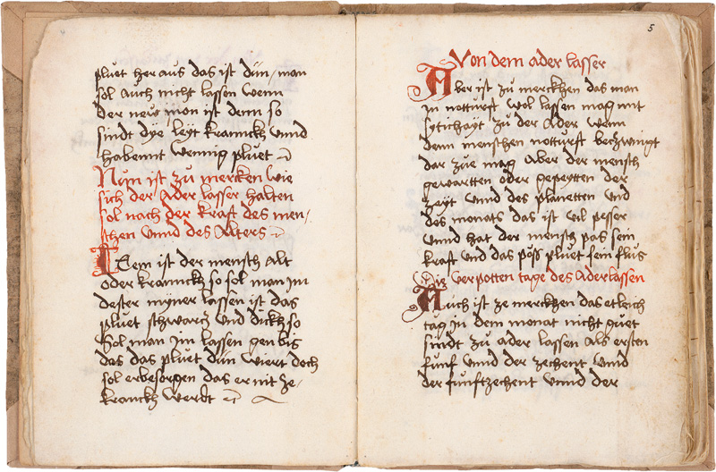 Lot 2914, Auction  123, Asanger Aderlassbüchlein, Deutsche Handschrift auf Papier. 2 Traktate in 1 Band. 