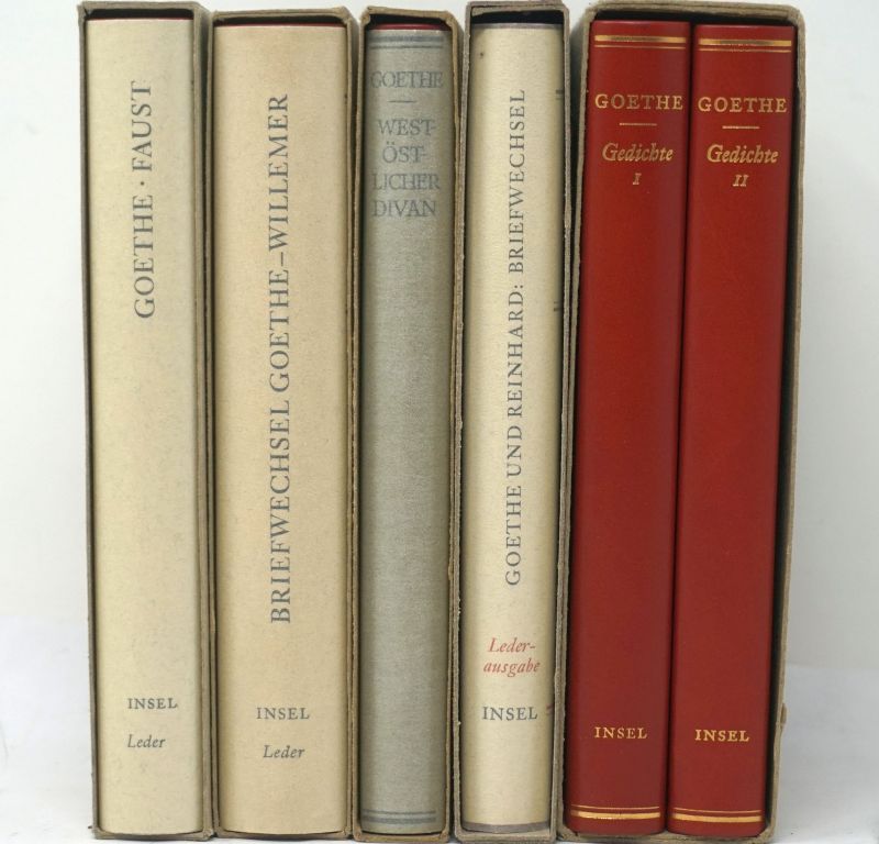 Lot 3142, Auction  123, Goethe, Johann Wolfgang von, Konvolut von 5 Werken in Vorzugsausgaben des Inselverlags in Dünndruck