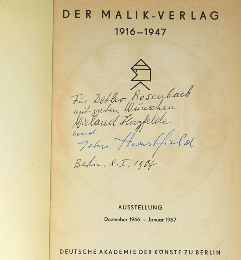 Lot 3439, Auction  123, Herzfelde, Wieland, Der Malik-Verlag 1916-1947. Ausstellung (Widmungsexemplar)