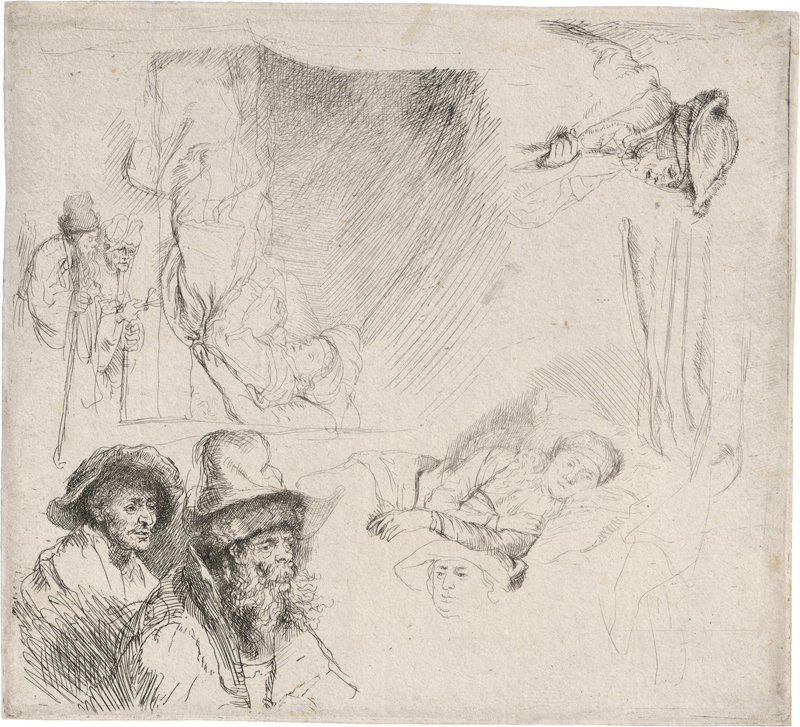 Lot 5153, Auction  123, Rembrandt Harmensz. van Rijn, Studienblatt mit der im Bett liegenden Frau
